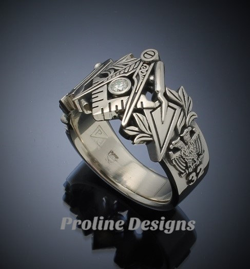 Men's Customizable Solid Back 10K or 14k Yellow and White Gold Masonic