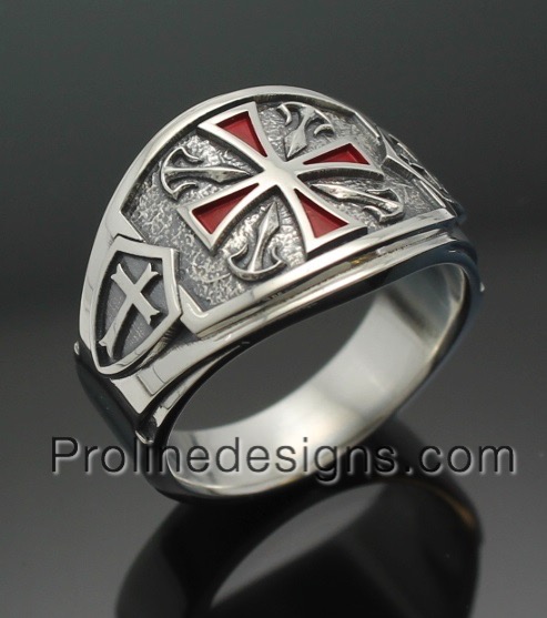 Knights Templar Cross Ring in Sterling Silver ~ Cigar Band Style 028 ...